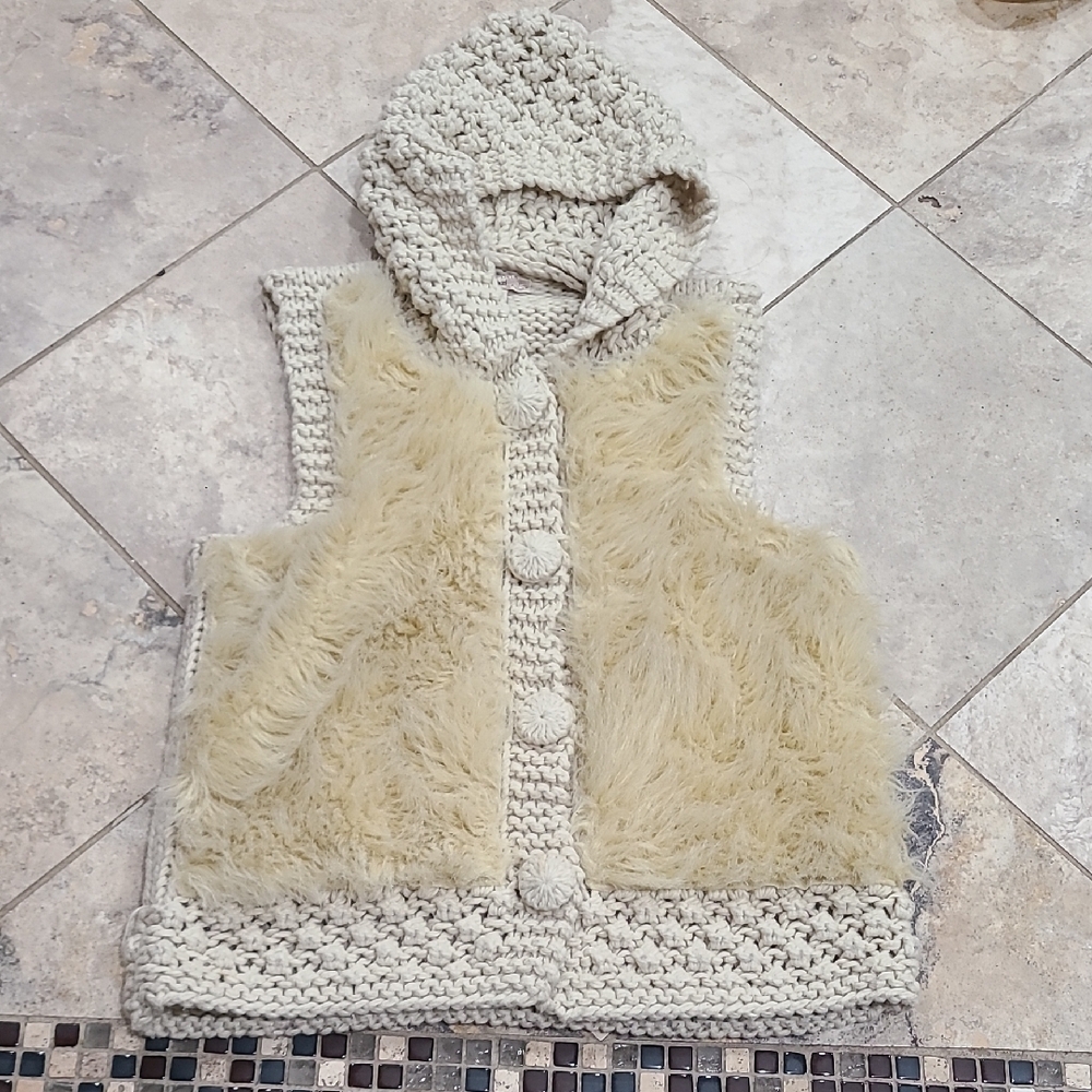 Cozy Knit and Faux Fur Vest with Hood